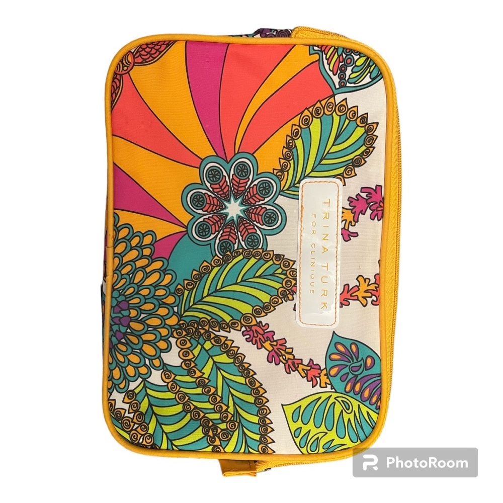 TRINA TURK FOR CLINIQUE COSMETICS BAG, Multi-Color, Floral-Paisley